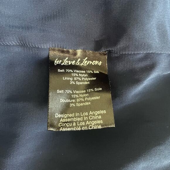 For Love & Lemons‎ Lula Polka Dot Ruched Mini Dress Navy Size S - Picture 7 of 11